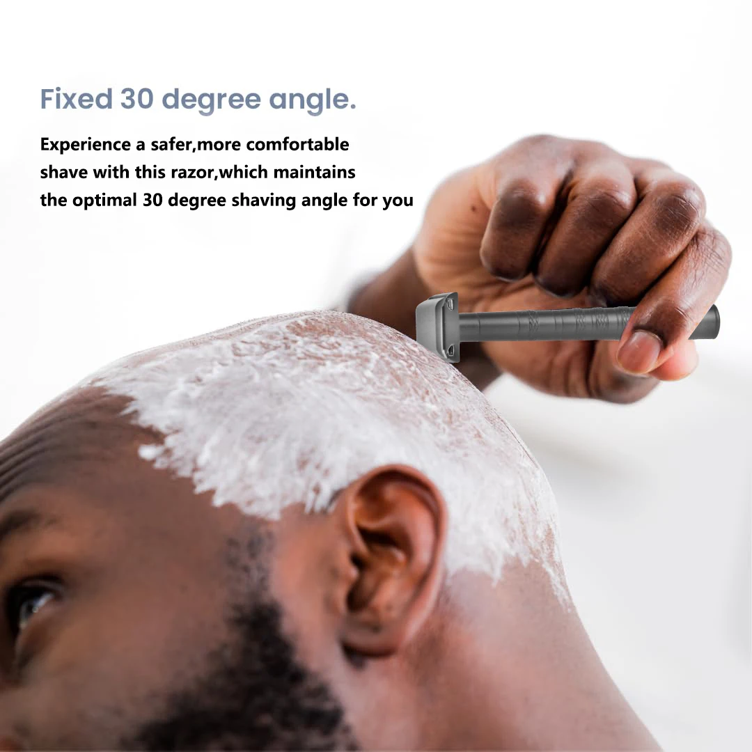 ماكينة حلاقة آمنة بحافة مزدوجة مع 5 شفرات احتياطية 30 °   شفرات شفافة واحدة بزاوية دقيقة وقابلة لإعادة الاستخدام للرجال والنساء