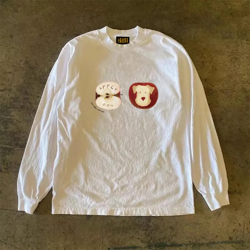Heavyweight Pure Cotton Long Sleeve T-Shirt Streetwear Unisex Vintage Style Breathable round Neck Pullover for Men And Women
