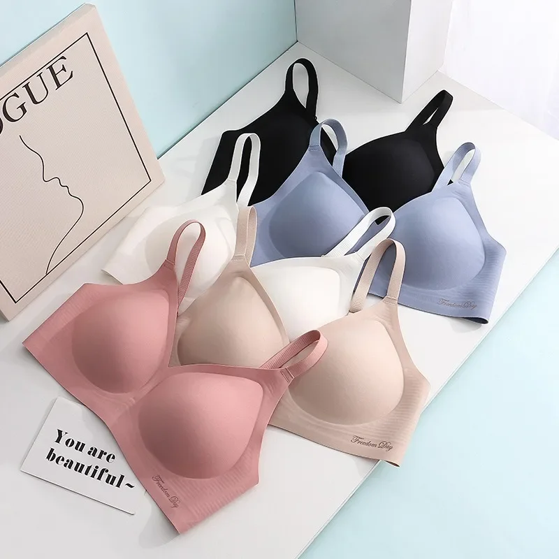 Chic Solid Simple Back Closure Bras Women Fashion Soft Leisure Comfortable Wire Free One-piece 3/4 Cup Popular All-match Ins New