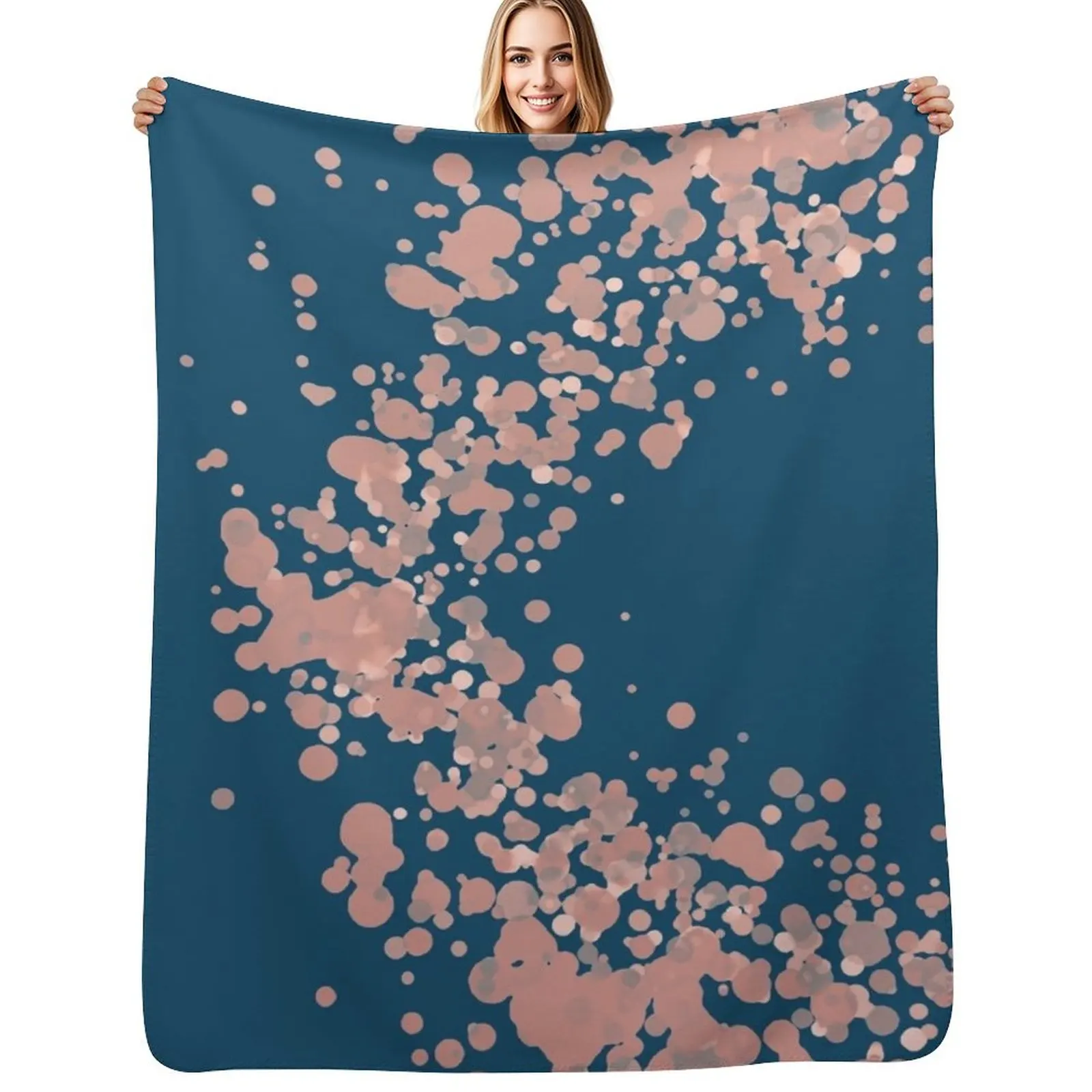 Petrol blue and blush pink - Shining of the sea Throw Blanket decorative christmas gifts Flannels Hair Camping Blankets