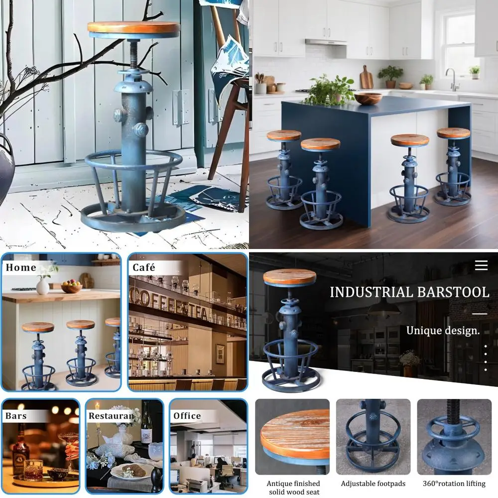 ヴィンテージ風インダストリアル・スチームパンクカフェ用コーヒーテーブル、高さ調節可能、消火栓スタイル