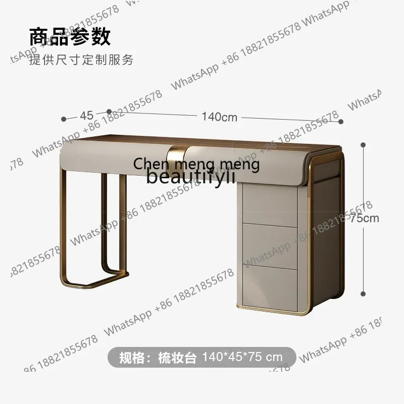 

32Light luxury makeup table Small apartment walnut marble designer simple dresser