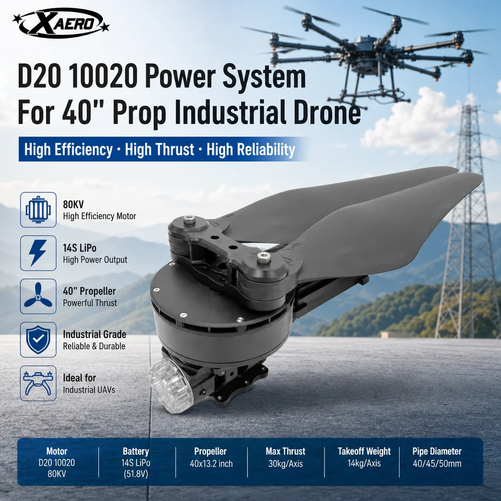 XAERO D20 10020 Motor 14S ESC Power System for 40 inch Prop 40 50mm Tube Industrial Drone