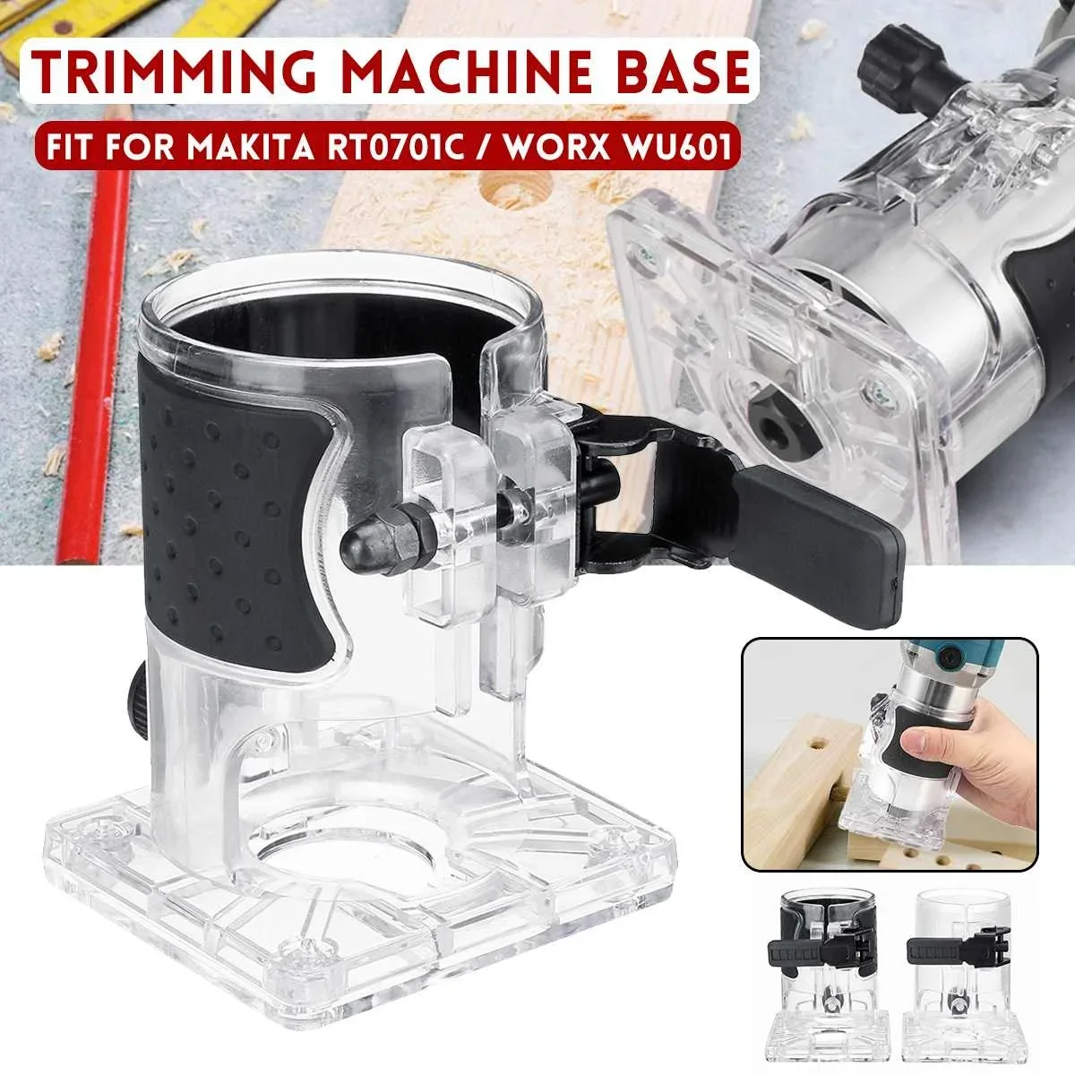 Woodworking Edge Cutter Plastic Base Board Electric Trimming Machine Base for Makita RT0701C/Worx WU601 Battery Trimmer Base