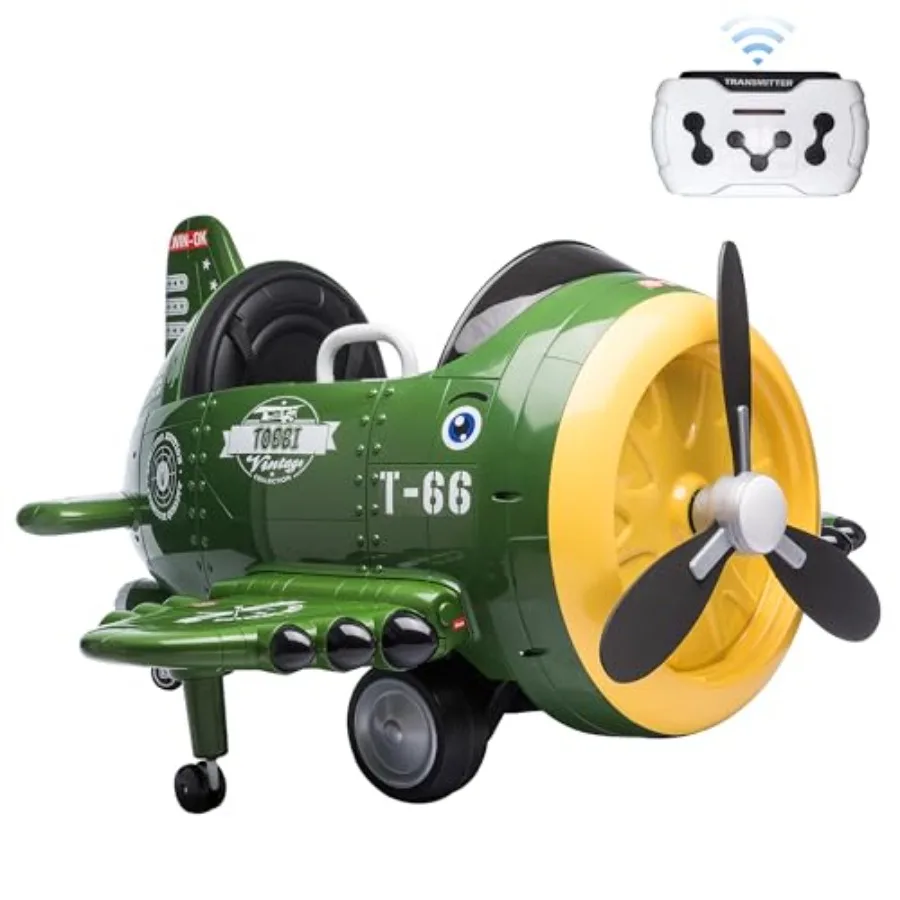 

Electric Car for Ride On Airplane Toy TOBBI Battery Powered 12V ' Electric Vehicle Rideable Airplane with Remote Control/Bombin