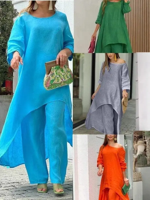 

Сексуальный свободный костюм с длинными рукавами, повседневные брюки прямого кроя со средней посадкой из ПВХ, без бренда, однотонный, модный, для среднего возраста