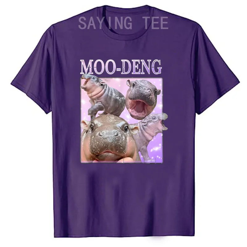 MOO-DENG IL FAMOSO BABY PIGMY HIPPO MOODENG T-shirt Umorismo Divertente Camicette a maniche corte O-Collo Grafica di moda Y2k Top Saying Tee