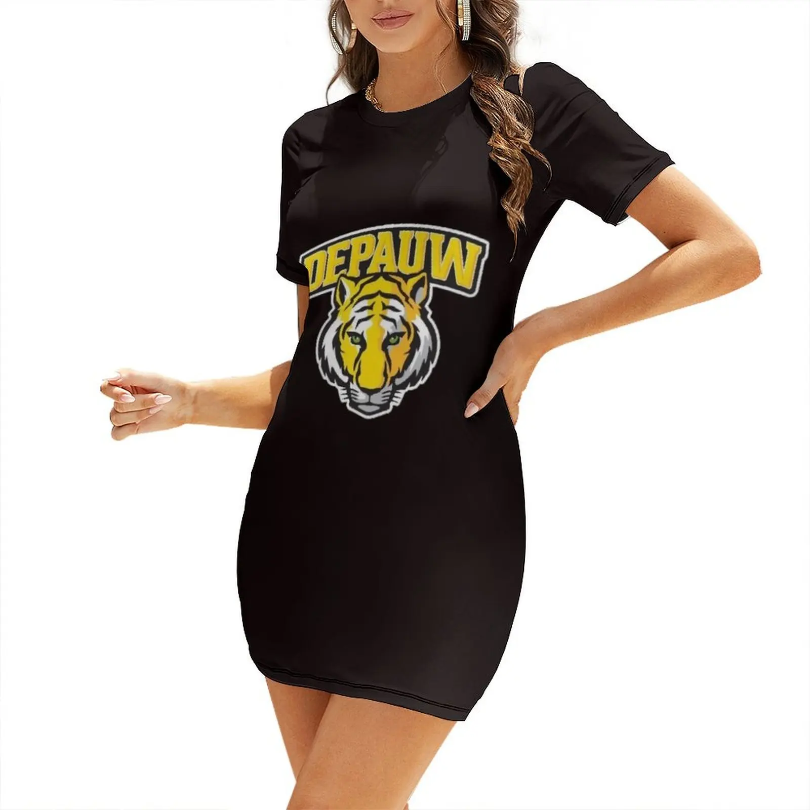 DePauw University Logo Short Sleeved Dress Women's dress summer dress korean women