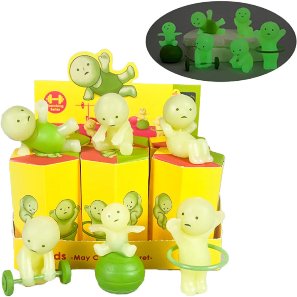 Boîte aveugle série Yoga Fitness, Mini figurine mignonne, décoration Noctilucent, poupée série chambre à coucher, boîte aveugle, modèle d'ornements, cadeaux