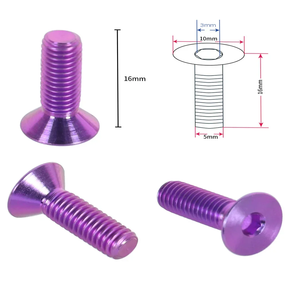 Car modification steering wheel screws universal modification base M5x16mm colored titanium quick release six fixing bolts