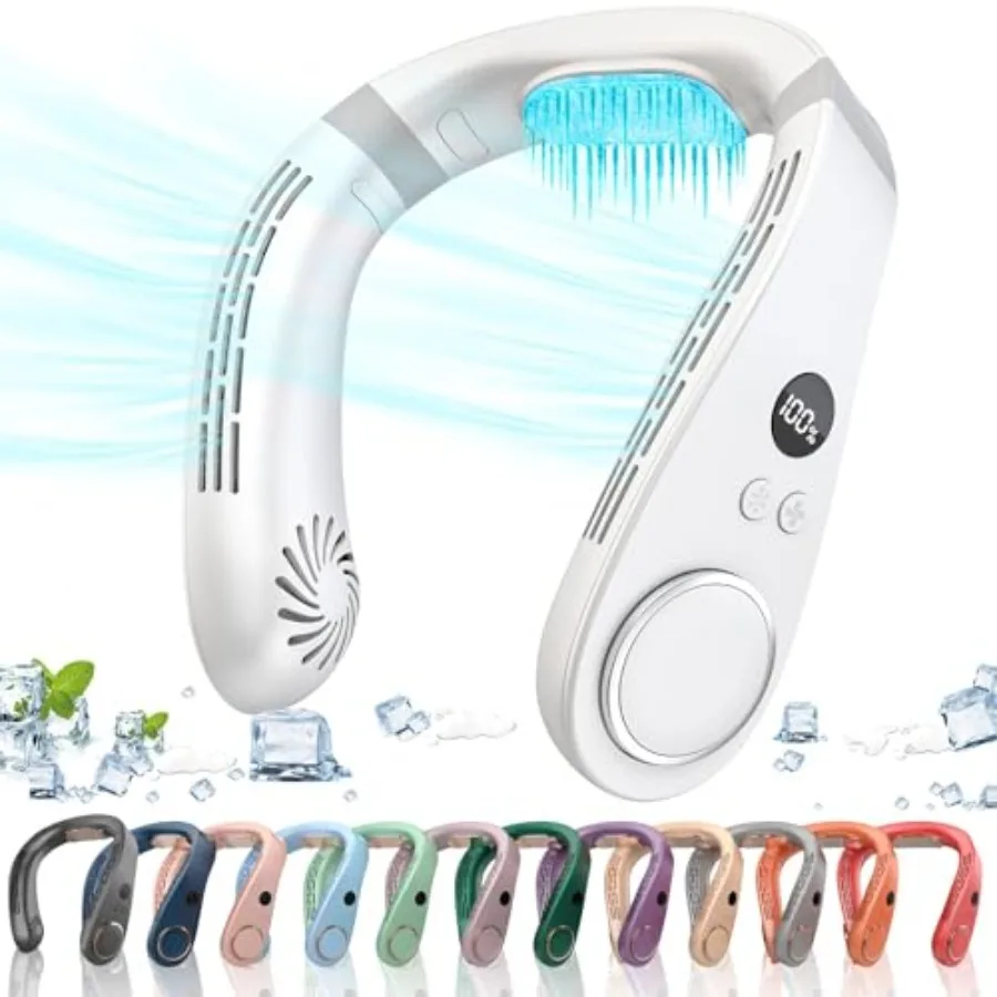 

Neck Air Conditioner, 5500mAh Neck Fan Rechargeable Battery Operated Metal Cooling Plate AC Cooler, Personal Portable Neck Fans