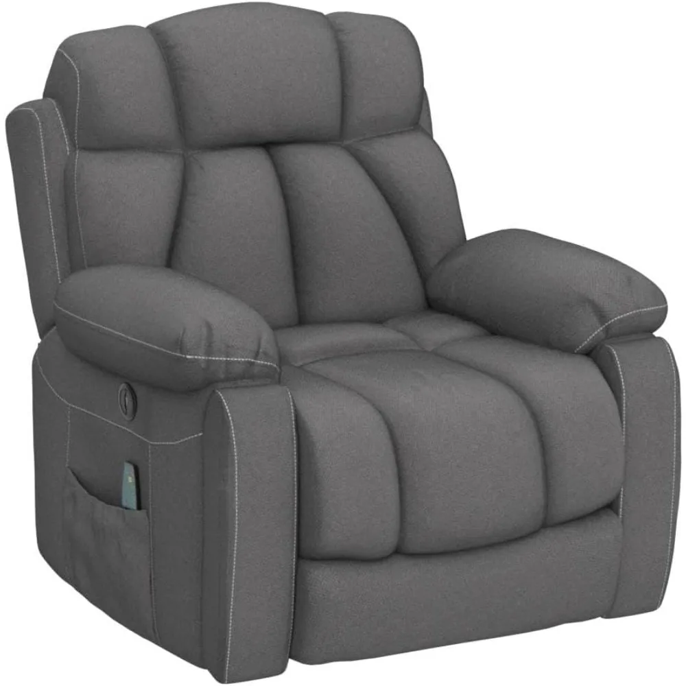 Power Lift Recliner Chairs Massage and Heat Elderly Big People,Motion RecliningAnti Skid Fabric Recliner Chair 2 Concealed Cup