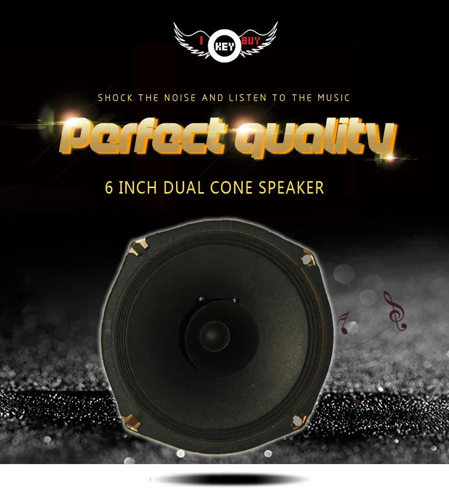 2pcs/Lot  6'' inch Car 150 W Dual Cone Speaker  Music Player Universal HiFi Audio Home Full Range Horn
