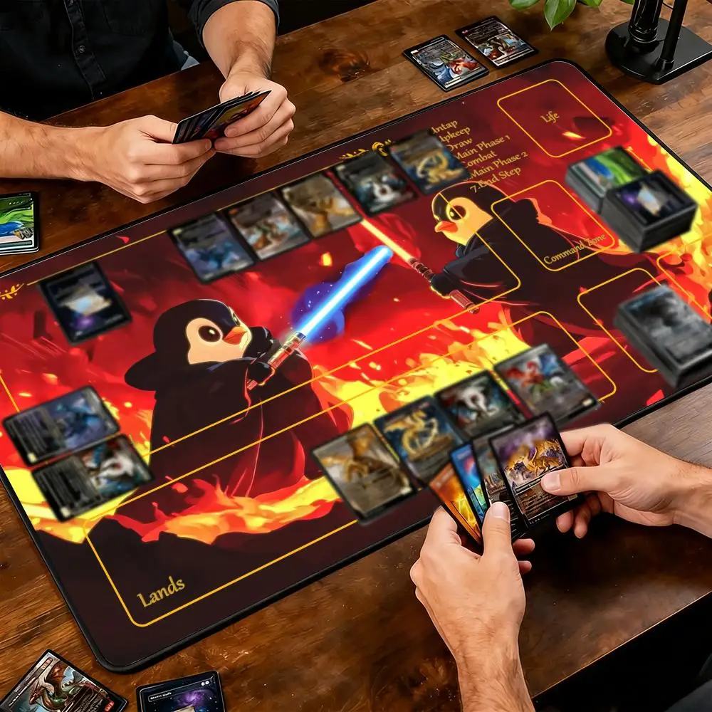 Design of cute animals in anime Mouse Pad Card Playmat Stitched with Magic Zones Game Mats Tabletop rug TCG Card Battles