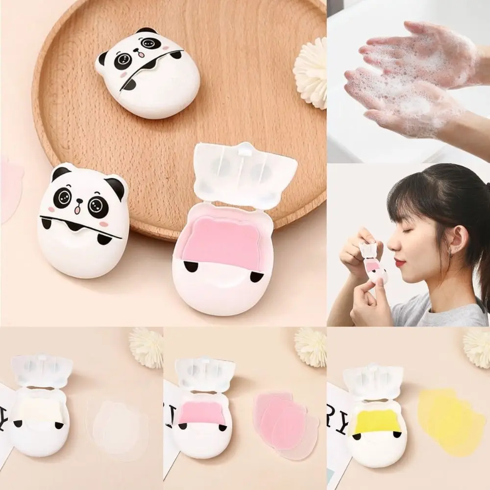 Panda Shape Paper Soap Boxed Soap Fragrant Tablets Disposable Soap Flakes Scented Slice Foaming Cleaning Soaps Outdoor Travel