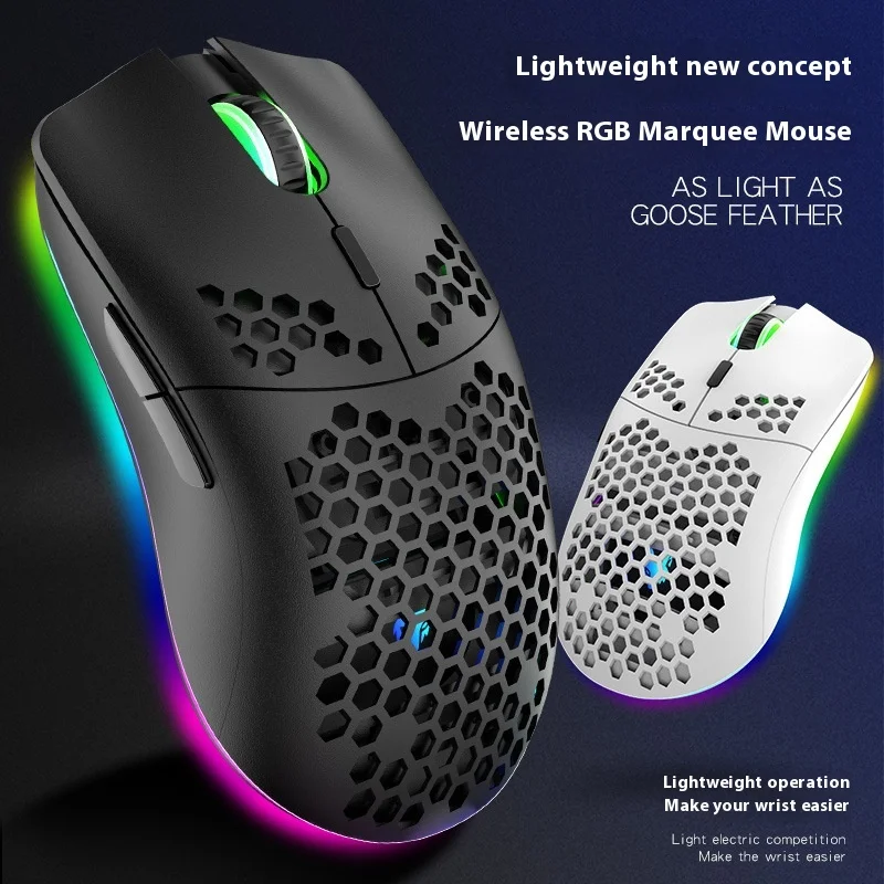 Xuanyin Fox Xyh80 Hollow Hole Charging Wireless Mouse Game Rgb Luminous Computer Office Mouse Lightweight Notebook Computer Hot