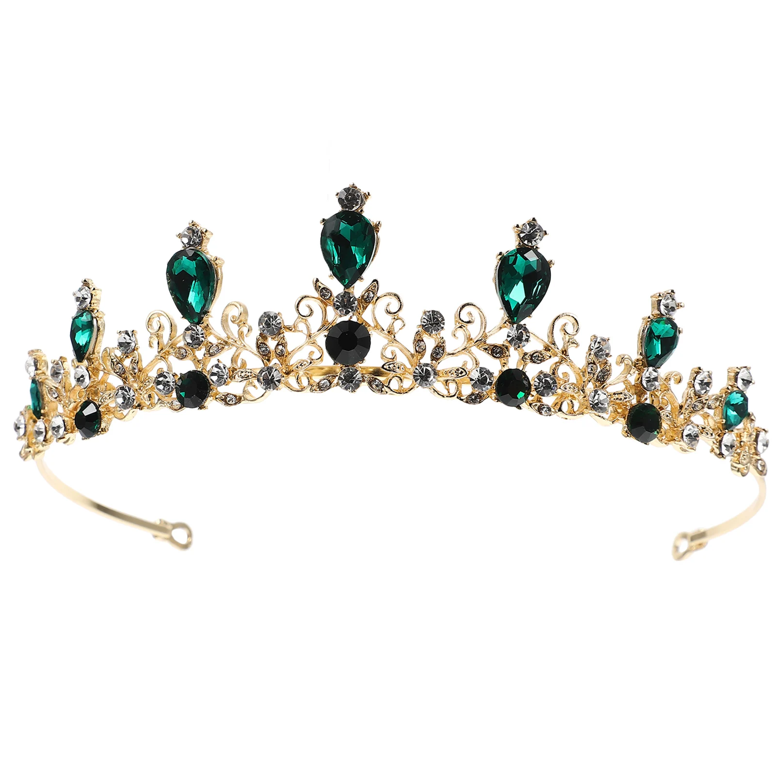 

Green Rhinestone Crown Headband Girls Hair Accessories Bridal Vine Wedding Decor Party Charms Glitter Bride Hair
