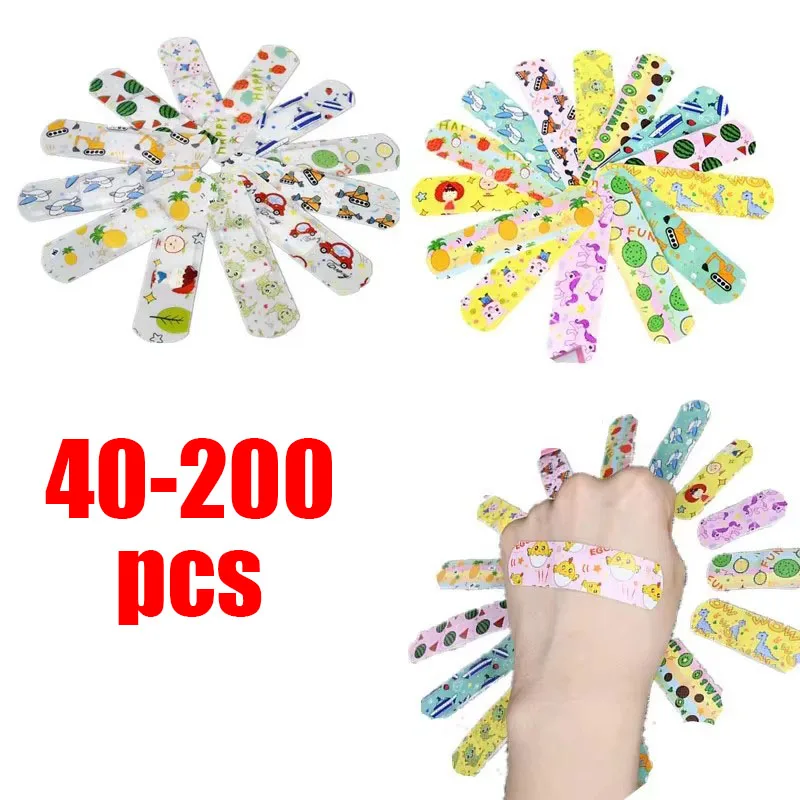 

40/80/120/200pcs Strips Shape Band Aid First Aid Wound Plaster Skin Dressing Patch For Children Adults Adhesive Bandages Kawaii