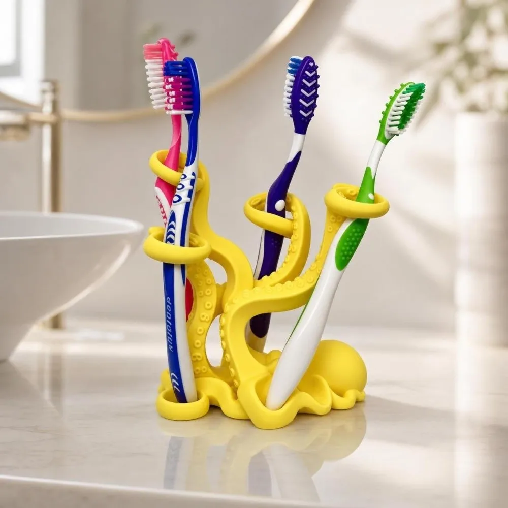 Multi-Slot Octopus Pen Holder Organizer Funny Storage Rack 3D Printed Tentacle-Shaped Toothbrush Holder Graduation Season
