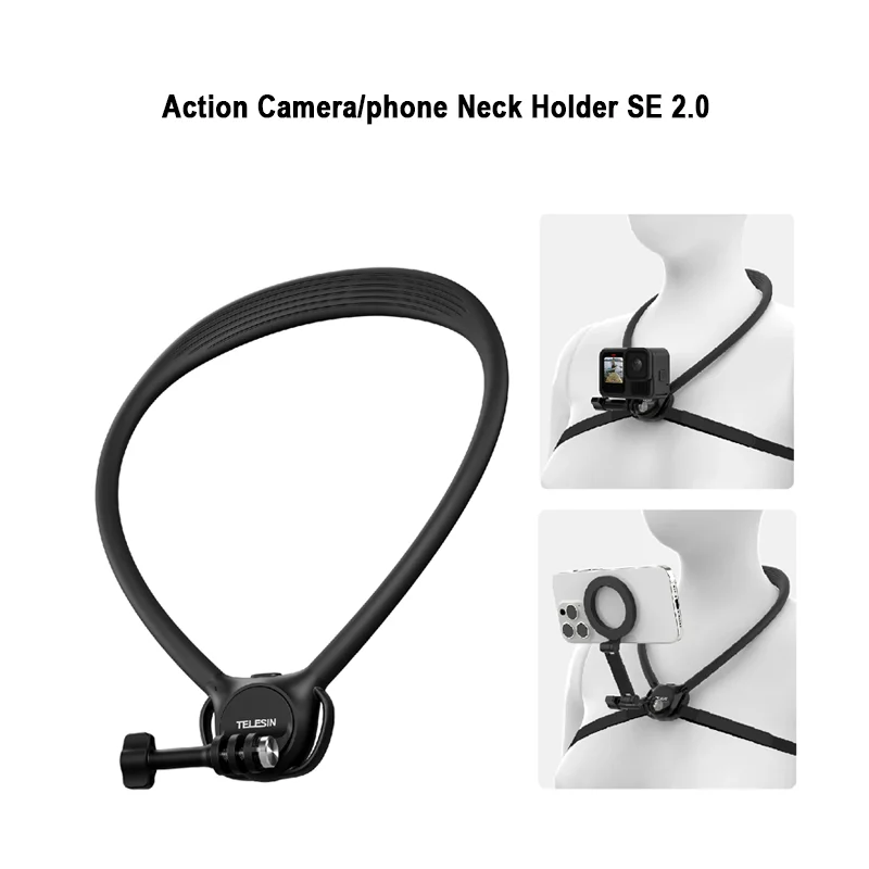 TELESIN Action Camera/phone Neck Holder SE 2.0 2 in 1 Neck Hold Mount for GoPro Insta360 DJI OSMO Action Universal  Accessories