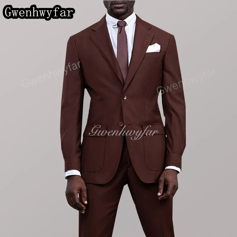 

Gwenhwyar New Formal Fashion Crimson Suit Men's Groom Wedding Dress Set Fitting Tuxedo Lapel Custom 2 Piece Set