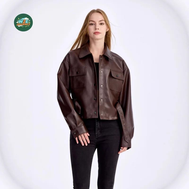 W2EJOURNEY EU US Size Luxury Quality Women PU Leather Jacket Fall Bomber Outerwear Women'S Oversized Faux Leather Jacket