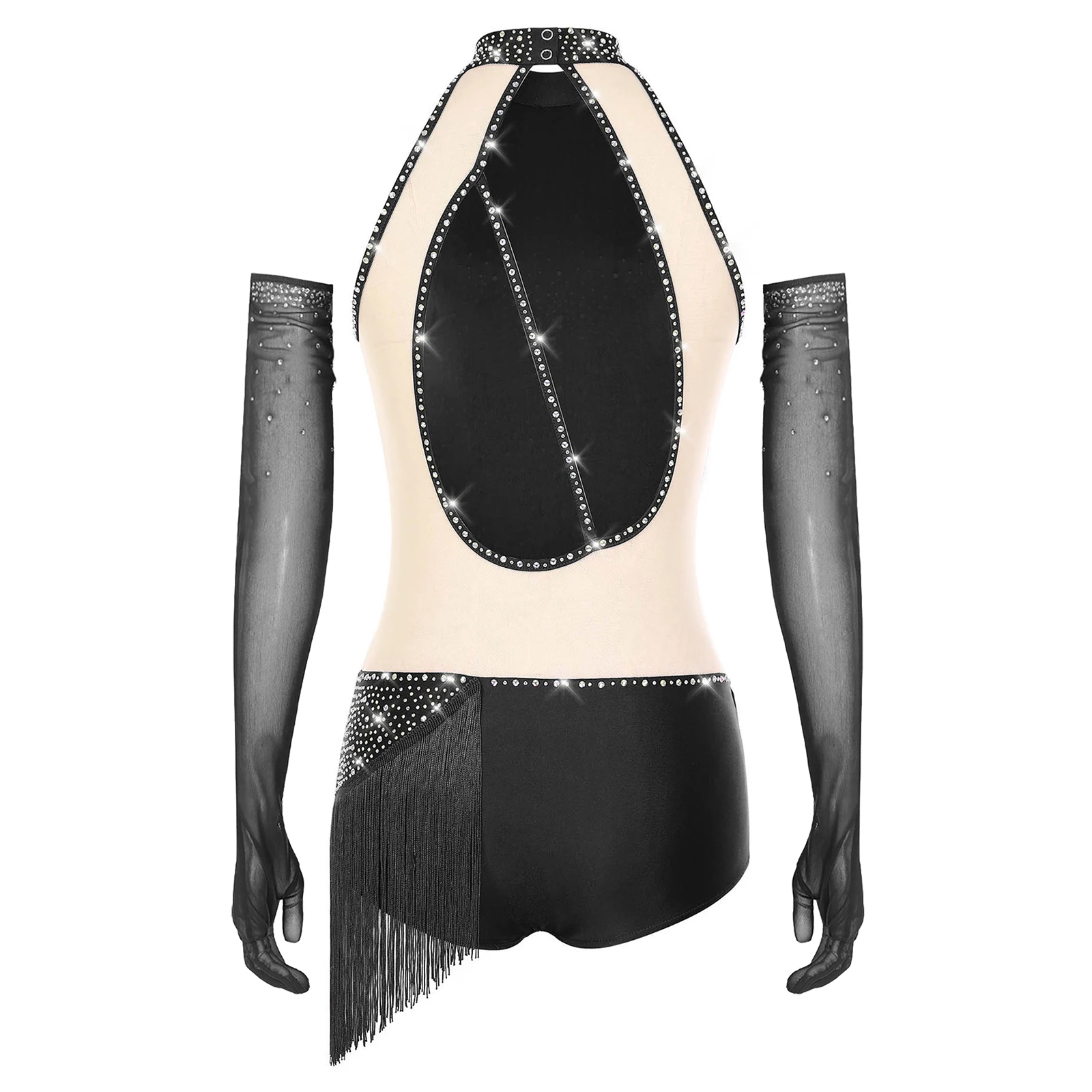 

Женская художественная гимнастика для балета, трико, трико, перчатки с юбкой, лирические танцы, художественный костюм для фигурного катания, сетчатое боди