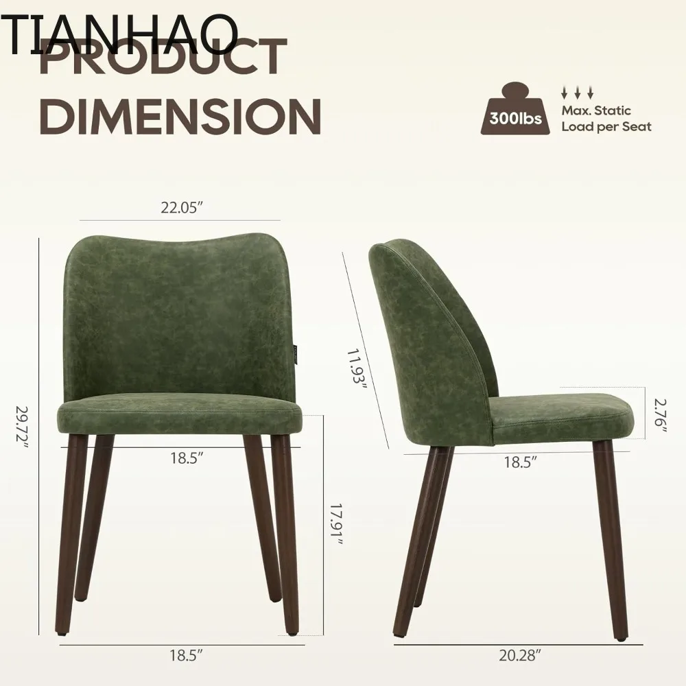 Wooden Dining Chairs of 4, Upholstered Kitchen Dining Room Chair, Modern Farmhouse Dinner Chair for Restaurant & Cafe
