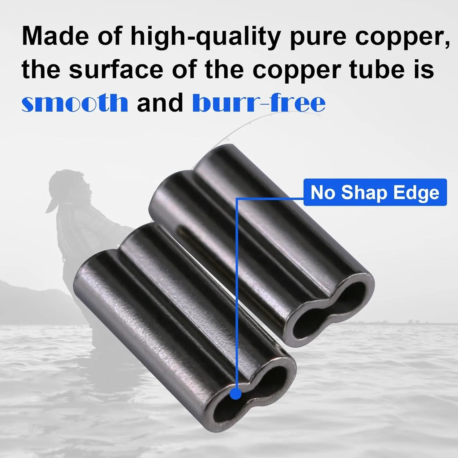 النحاس برميل مزدوج تجعيد الأكمام خيط صنارة الصيد العقص حلقة كم النحاس أنبوب موصلات لصيد الأسماك زعيم تزوير #3