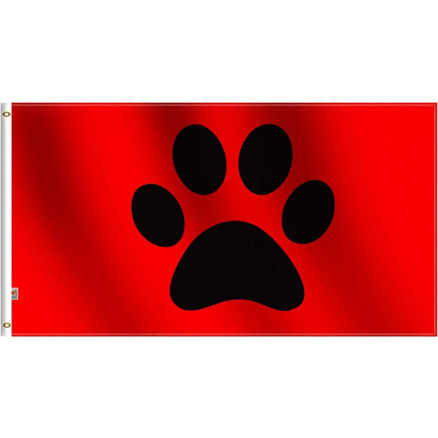Show off Pet Paw Flag Satin Fabric Moderate-Outdoor Canvas Header Black Paw Print Flags Cute Cartoon Animal Footprint Print Flag