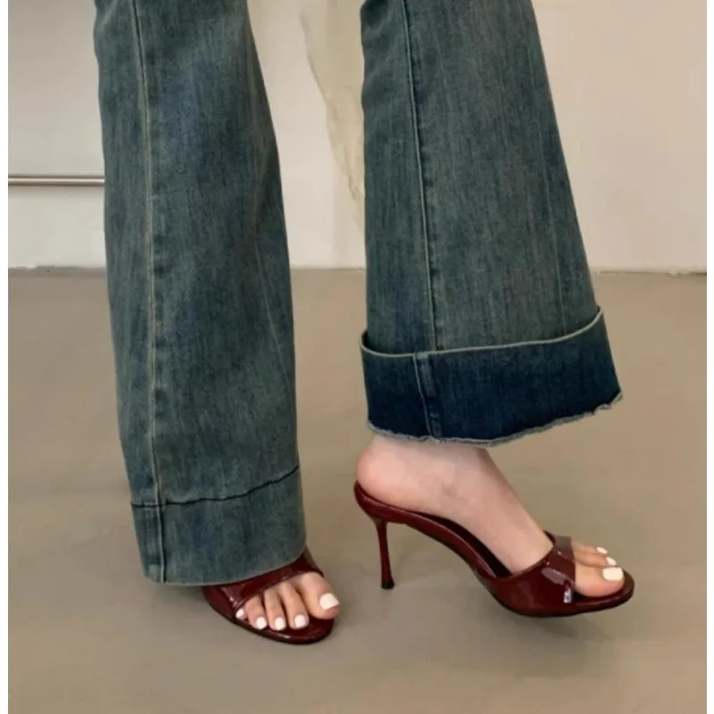 Designer Summer Fashion Open Toe Women Slipper Slip On Elegant Thin Heel Dress Pumps Ladies Stripper Banquet Sandals Zapatillas image 6