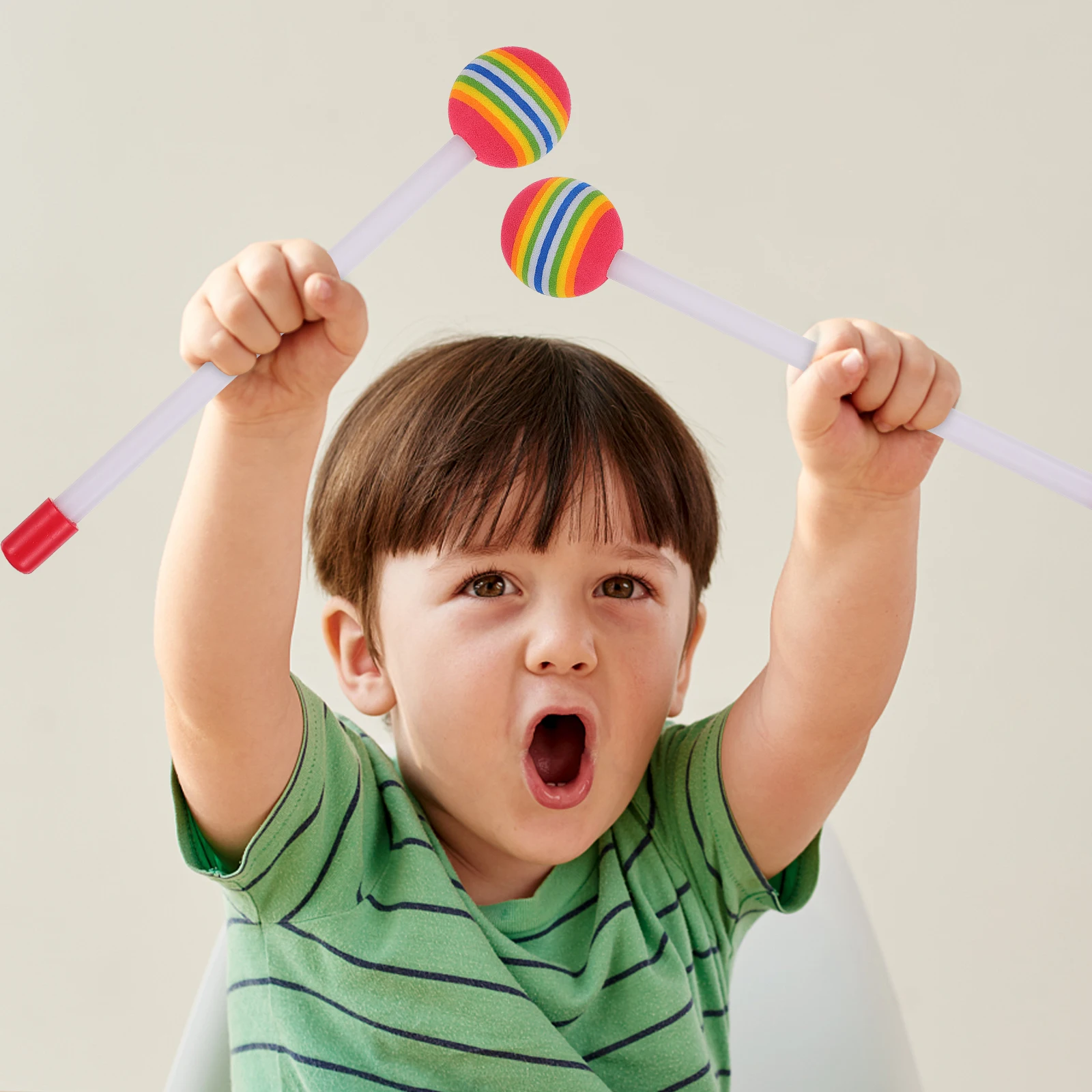 

4 Pcs Rainbow Drumsticks Soft Plastic Musical Instruments for Kids EVA Hammer Colorful Percussion Accessories Practice