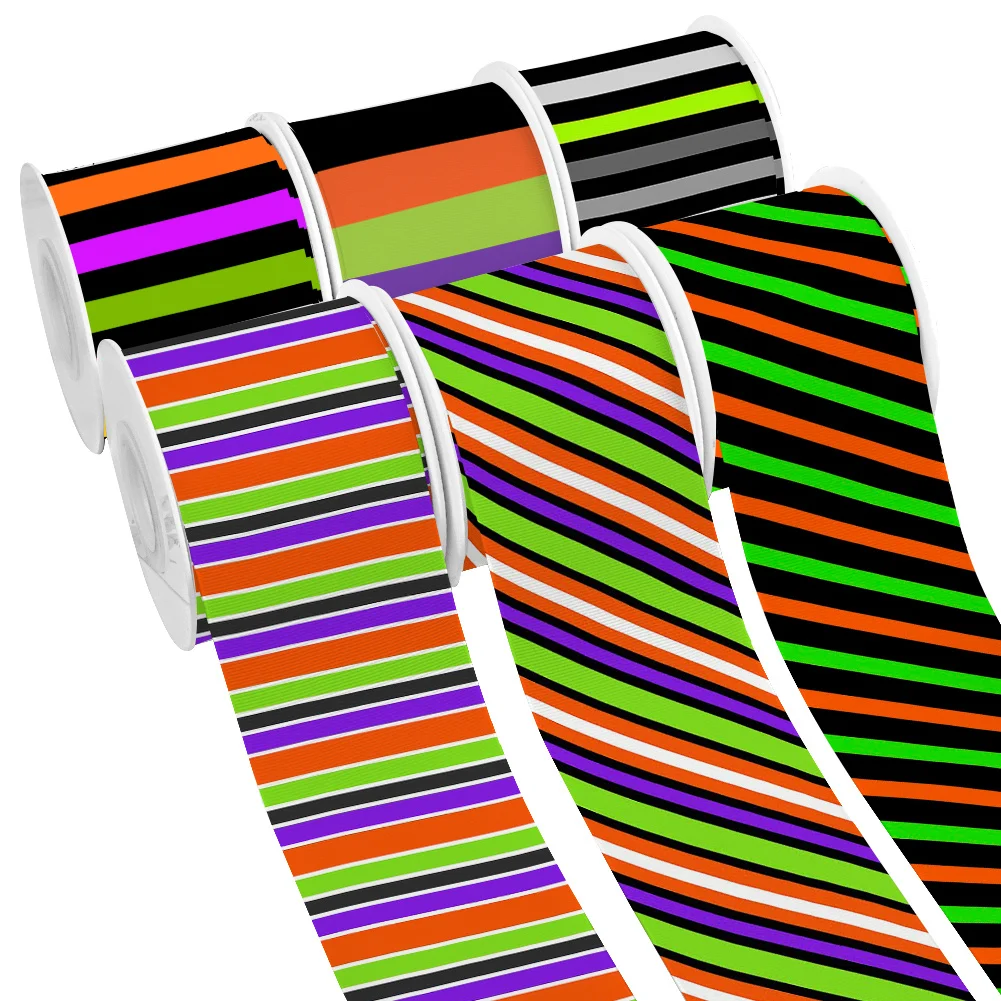 Ripple Lines Cartoon Printed 5yards Christmas Grosgrain Ribbon for Cheer Bows DIY Girl Headwear Hair Bows Satin Ribbon