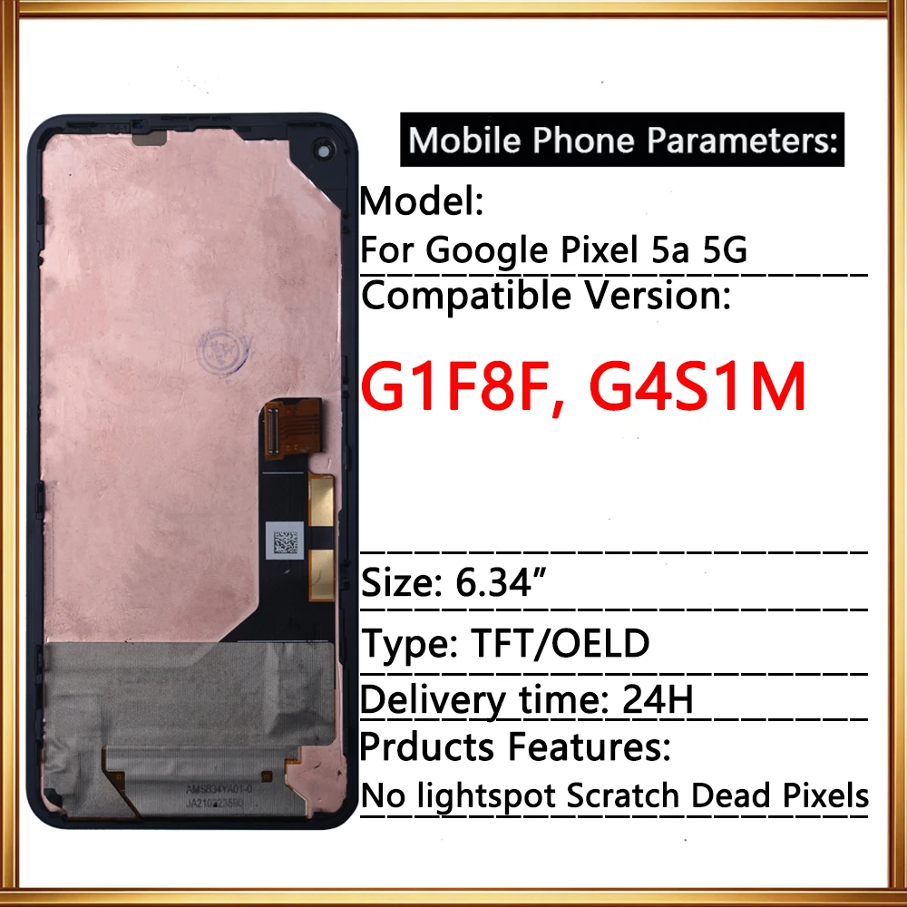 OEM OLED  For Pixel 5A Display Screen Assembly For Google Pixel 5A G1F8F  G4S1M LCD Display Touch Screen Replacement Parts