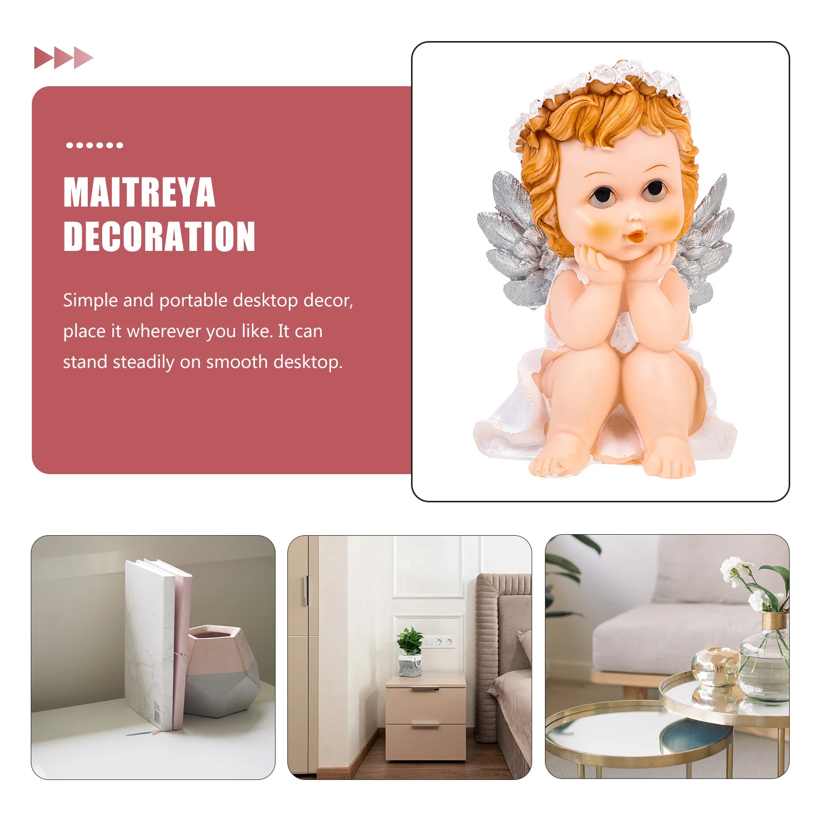 

Resin Winged Angel Sculpture Adornment Compact Lightweight Decor for Home Office Garden Shelf Decorative Piece