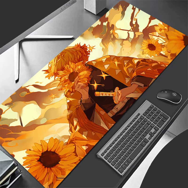 Mouse pad Demon Slayer large Gaming Desk Mat Computer Keyboard desk pad Mats Non-slip rubber Game PC carpet Zenitsu Mousepads XL