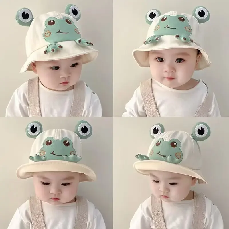 

Cute Little Frog Baby Hat Spring and Autumn Thin Style Sun-shading Baby Fisherman Hat Travel Boys, Girls and Children Sunscreen