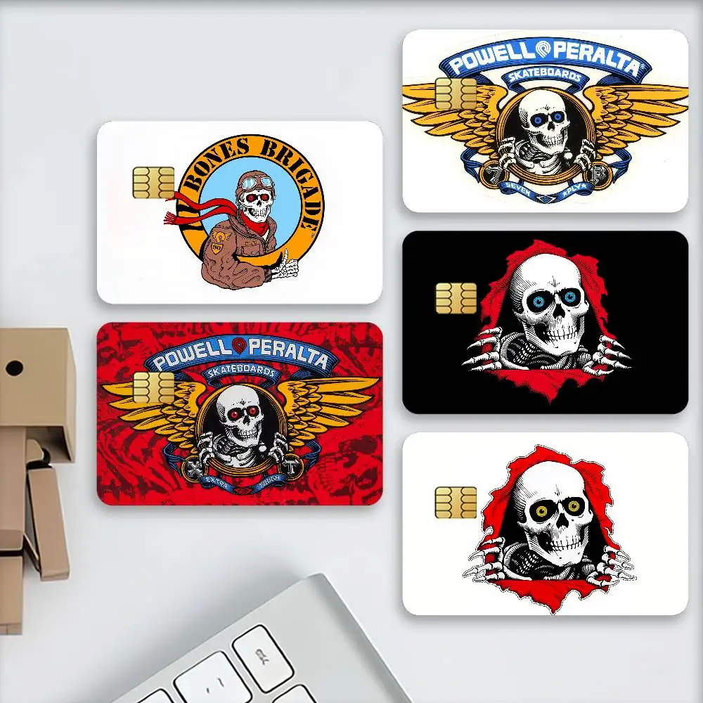 Adesivos de Cartão de Crédito com Logo P-Powell P-Peralta para Proteção Decorativa e Resistência a Arranhões, Presente 4PCS