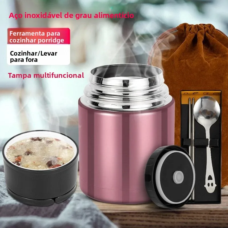 Marmita Térmica Pequena de Aço Inoxidável 304 para 24 Horas, Recipiente para Refeições, Balde Térmico para Cozimento Lento pa...