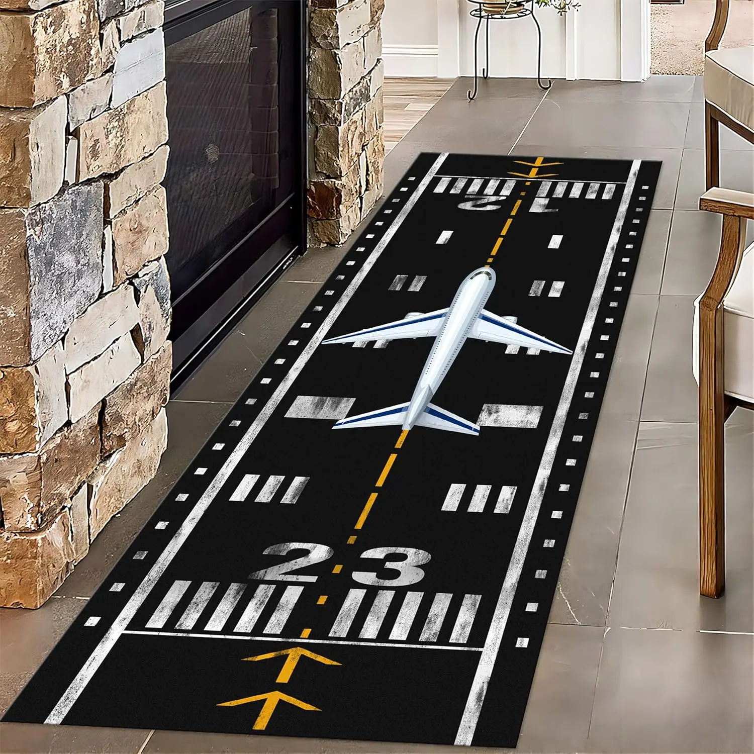 

Airplane Runway Long Hallway Rug Runners,Airport Aircraft Non-Skid Carpet, Absorbent Pet Friendly Foldable Carpets, Resistant