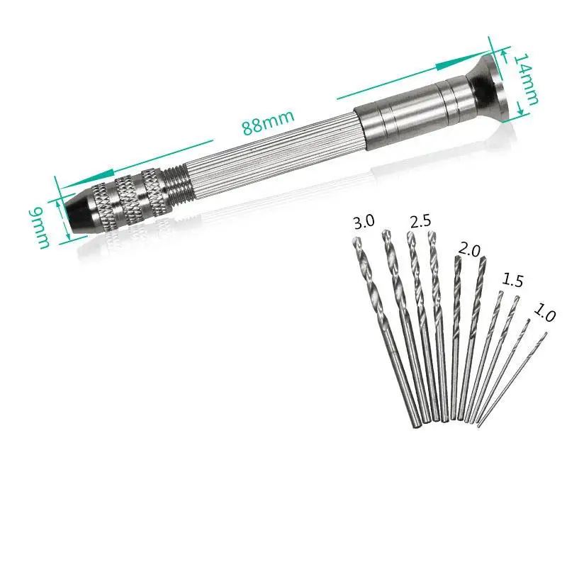 Micro Mini Aluminum Hand Drill Bits Set Manual Pin Woodworking For Model Resin Zinc Alloy Jewelry Hole Maker Puncher Mold Tools - Image 5