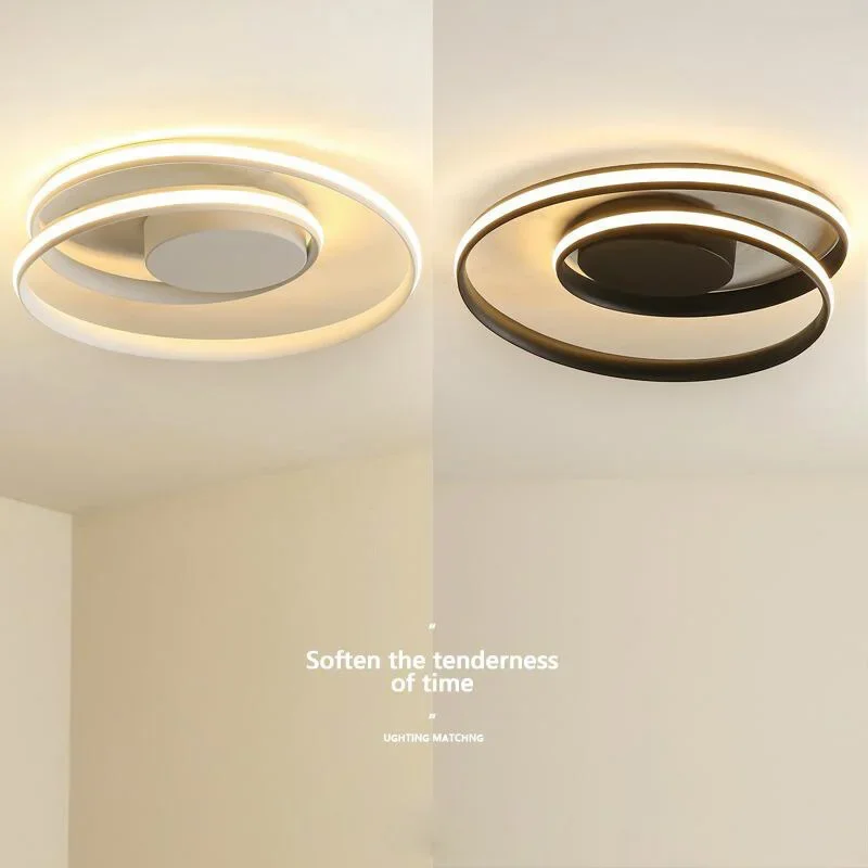 Imagem -05 - Moderno Led Luz de Teto Simples Anel Redondo tipo Lustre Teto para Sala Estar Quarto Branco Preto Cor Decoração Iluminação