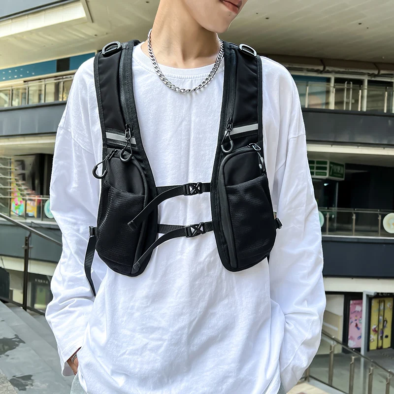 Fashion Waterproof Tactical Vest Chest Packs Hip-hop Streetwear Chest Rig Bag for Men Function Storage Backpack Nylon Pockets