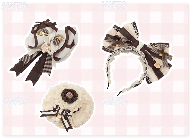 Japanese Lolita Handmade Small Bow Edge Clip KC Biscuits Dual Purpose Brooch Cake Flat Hat Hair Clips Apparel Accessories Women