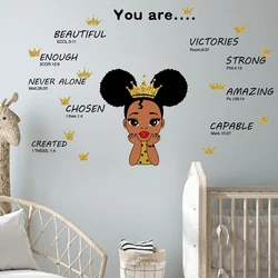 Creative black girl inspirational slogan sticker for kids room bedroom self adhesive wall decal