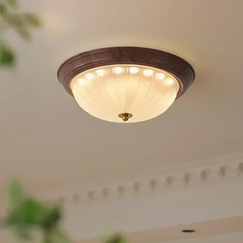 SANDYHA Retro Ceiling Light Glass Pattern Iron LED Hanging Lamp for Living Room Bedroom Dining Table Home Decor Lighting Fixture