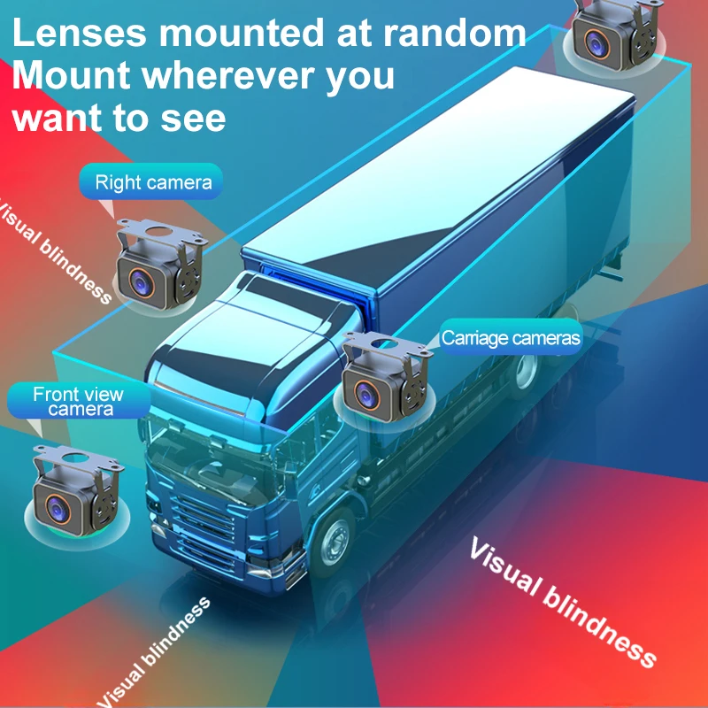 8 بوصة 4CH MP5 لاعب سيارة DVR مسجل IPS رصد 1080P مقاوم للماء كاميرا احتياطية عدة لشاحنة مقطورة حافلة RV