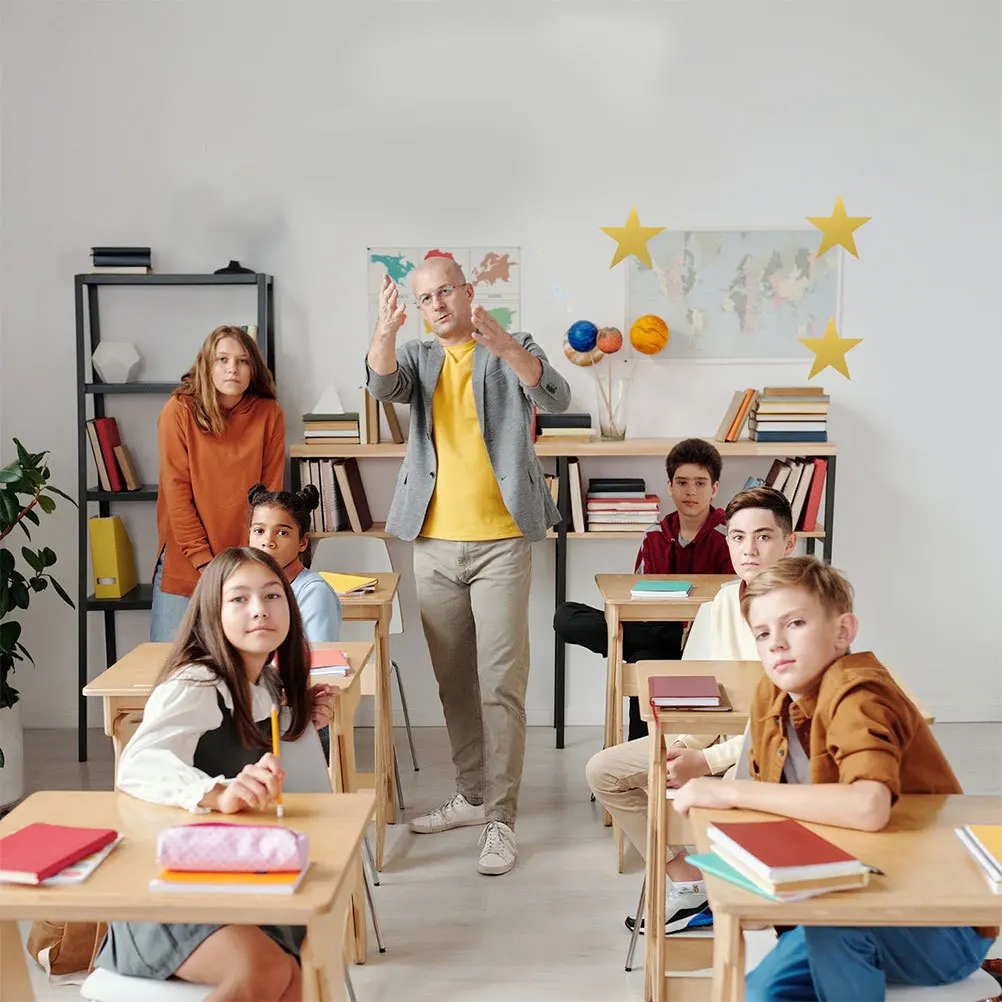 

24Pcs Double Sided Glitter Gold Star Cutouts Large Paper Decorations for Bulletin Board Classroom Party Wall Decor