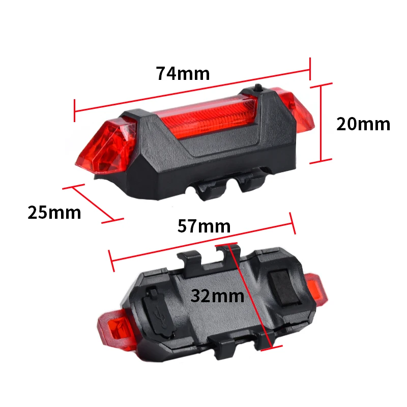 Bicycle Tail Light LED Rechargeable Mountain Bike Safety Warning Front Rear Cycling Light USB Waterproof Riding Tail-lamp