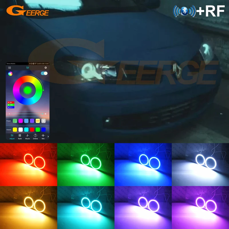

Для Renault Megane 2 II 2006 2007 2008 2009 BT App RF Пульт дистанционного управления Многоцветный ультра яркий RGB светодиодный комплект Angel Eyes Halo Rings